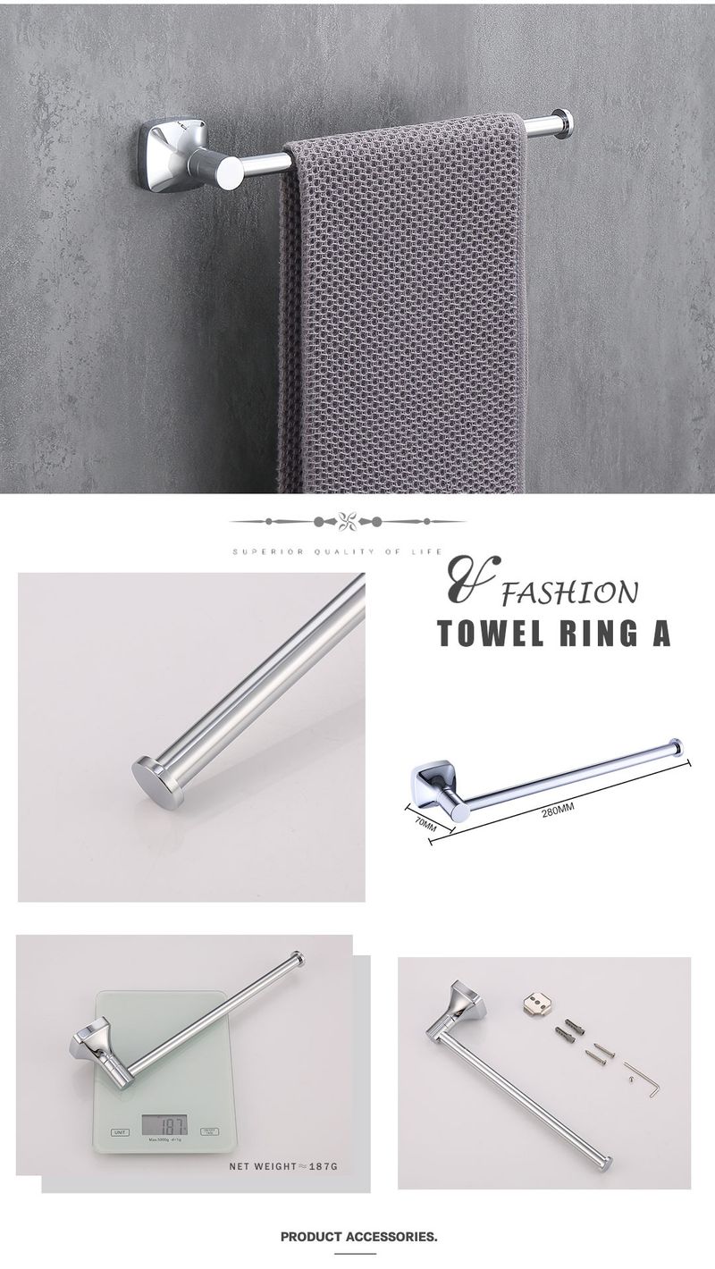 Chrome bathroom towel rack towel bar single rod bathroom storage rack hanging rack bathroom light luxury style towel rack_voghion.com