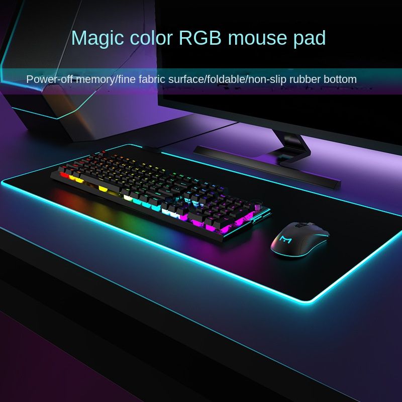 RGB Luminous Oversized Mouse Pad Office And Game Two-in-One_voghion.com