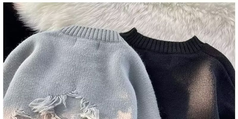 P Autumn And Winte Ipped Men S Ound Neck Pullove Tendy Band High Steet Ameican Eto Japanese Style Youth_voghion.com