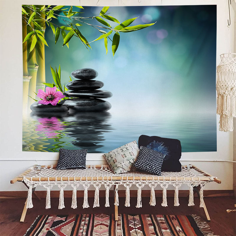 Sea view decorative fabric, dormitory home wallpaper, ins live broadcast background tapestry, psychedelic forest_voghion.com