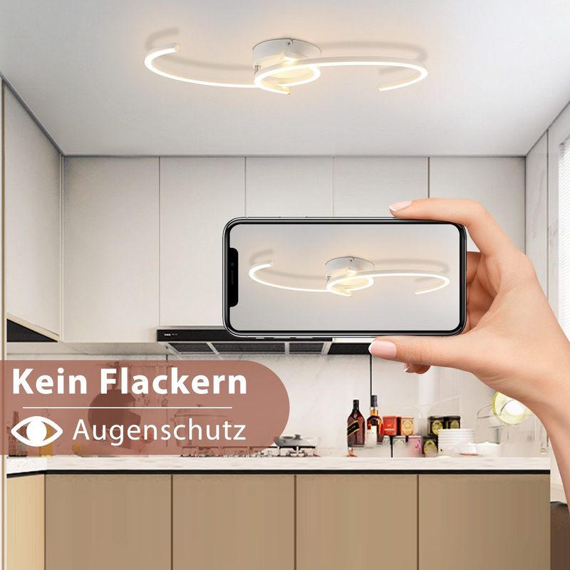 Glitzerlife Deckenlampe LED Deckenleuchte Küche - 24W Wohnzimmerlampe Moderne Design Schlafzimmerlampe 3000K Warmweiß Wohnzimmer Küchenlampe 330° Drehbarer_voghion.com
