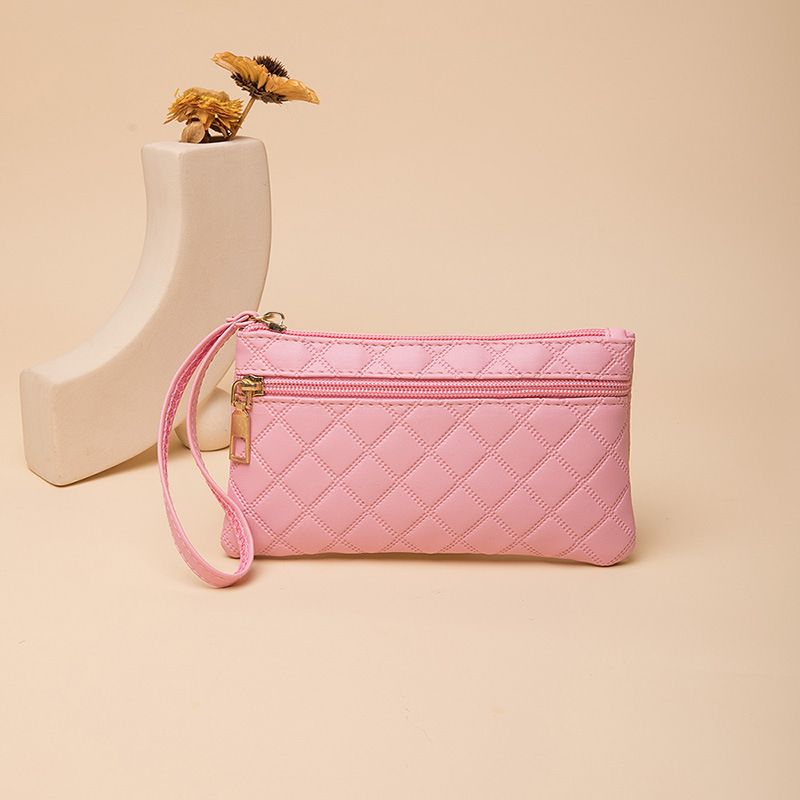 Nuovo portafoglio trapuntato per donna, stile lungo, pochette alla moda casual di grande capacità con doppia cerniera, porta telefono e porta monete_voghion.com