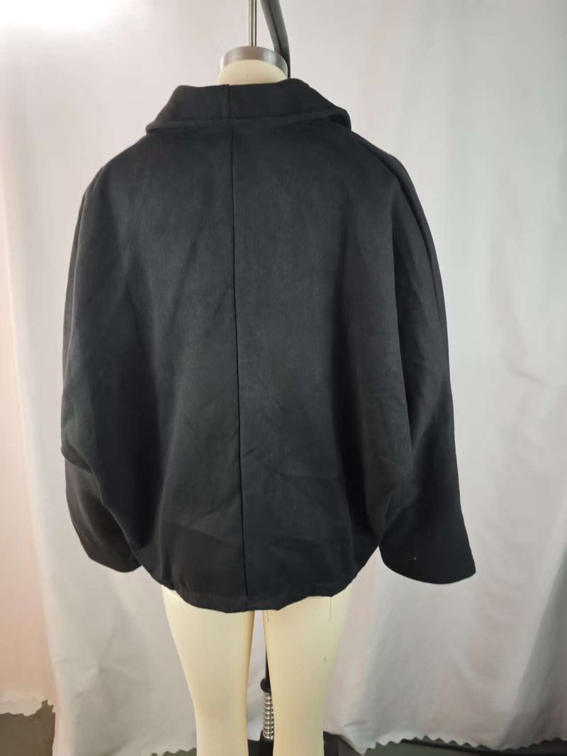 Abrigo corto de mujer – Chaqueta cruzada oversize, cuello alto, estilo sofisticado otoño/invierno_voghion.com