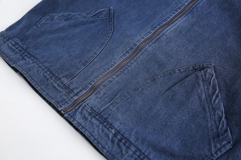 Herrenjacke im American Vintage Washed Denim-Stil, Retro-Mantel mit Cordkragen für den Herbst_voghion.com