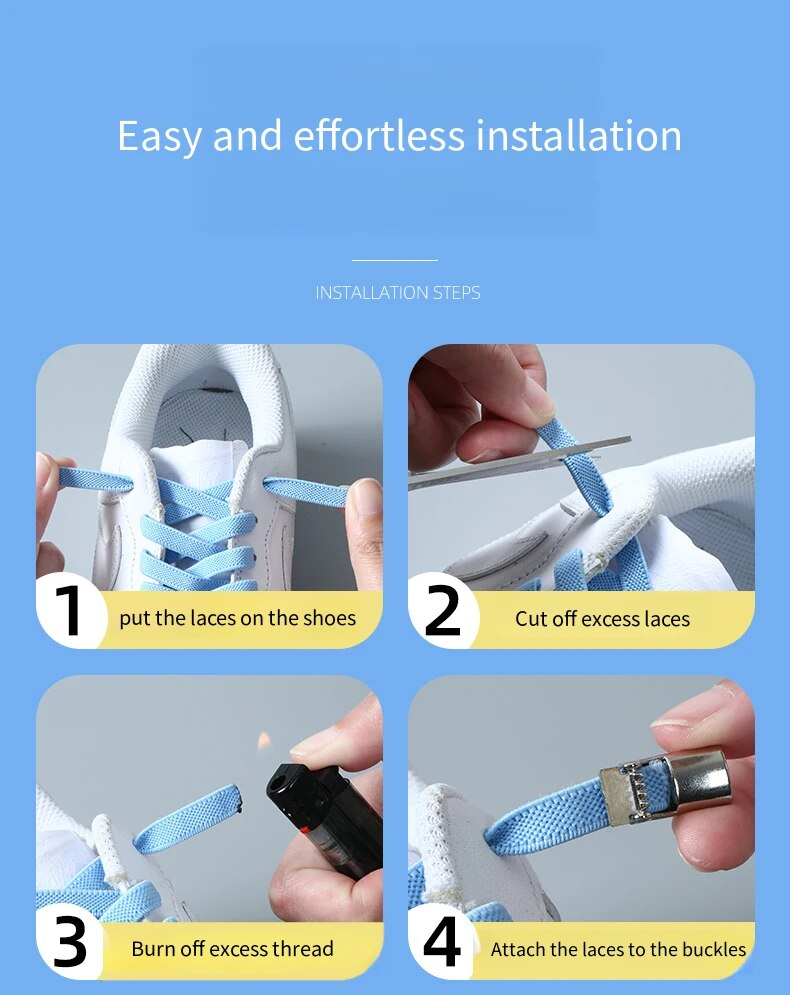 Nuovi Lacci Press Lock senza lacci Lacci elastici Sneaker 8MM Lacci piatti allargati senza lacci Lacci per scarpe per bambini per adulti per_voghion.com