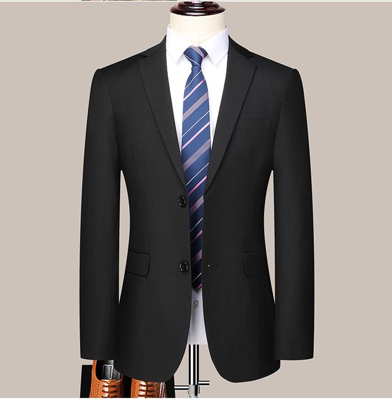 Solid color light business set for men's autumn new youth slim fit two button suit pants_voghion.com