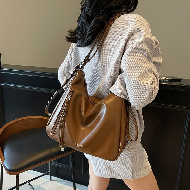 Strukturierter, weicher PU-Leder-Schulterrucksack für Damen, vielseitige Umhängetasche, lässiger Rucksack_voghion.com