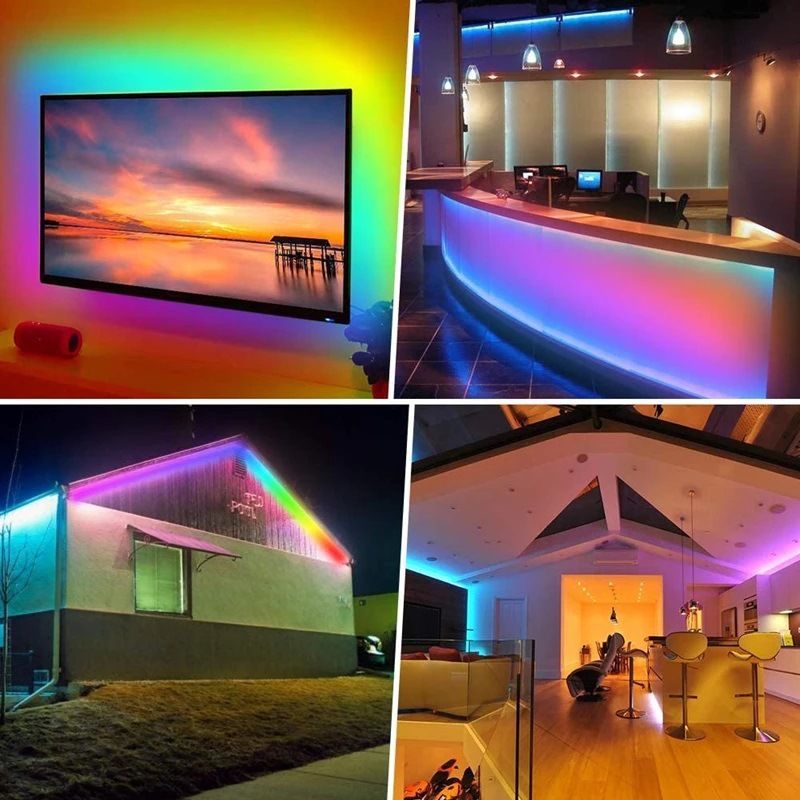 Strisce LED RGB da 12 V con controllo vocale Wi-Fi, strisce luminose flessibili autoadesive 5050/2835 per illuminazione ambientale interna, compatibili con Smart Home_voghion.com