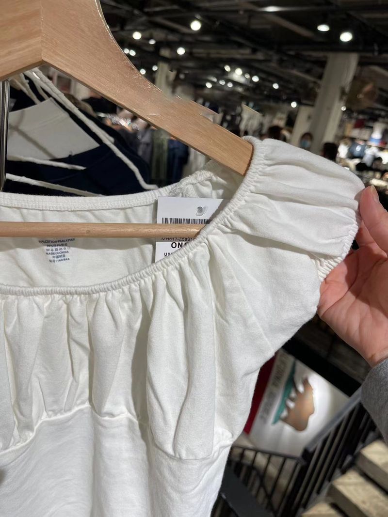 hot selling Sweet White Folds Slim Tees Haruku Cute Scoop Neck Soft Cotton Puff Sleeve T-shirts Vintage Solid Summer Balletcore Tops_voghion.com