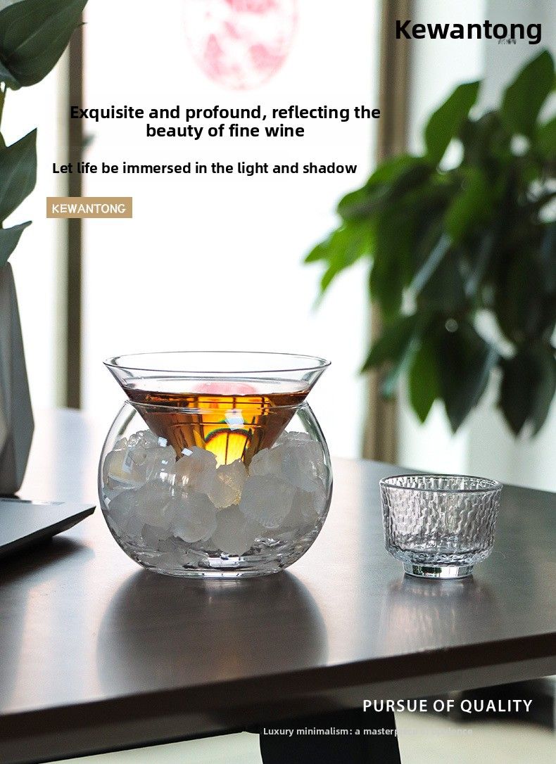 Japanese Double-Layer Sake Separator Water-Proof Wine Bar Mixing Cocktail Cup Cooler Ice Pitcher_voghion.com