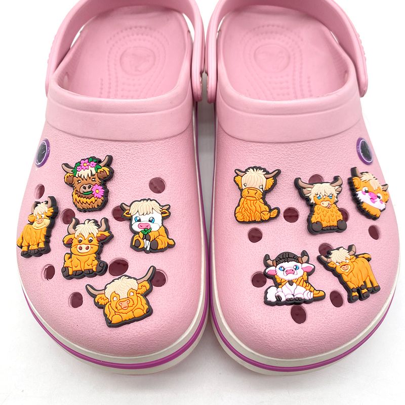 16 Sets Of Cartoon Shoes Flower Accessories Scottish Alpine Cow Cute Shoe Accessories DIY Decoration_voghion.com
