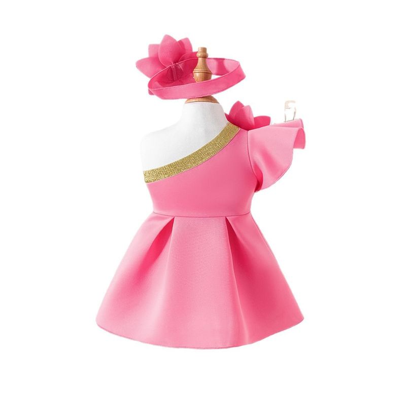 Neue Sommer Mädchen Anzüge Für Kleine Und Mittlere Kinder Fliegen Ärmeln Blume Puffy Rock Kleid Haar Zubehör_voghion.com