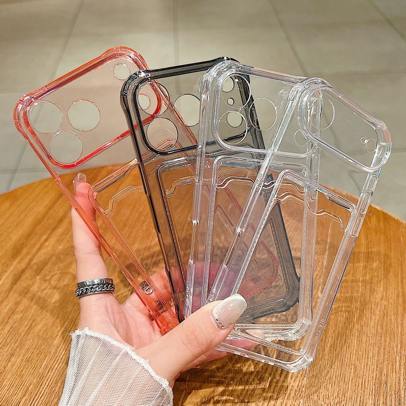 Etui na telefon z kieszenią na kartę do iPhone'a 17 Air 16 15 14 13 12 11 Pro Max Plus 16e, odporne na wstrząsy, przezroczyste, silikonowe, miękkie etui z TPU_voghion.com