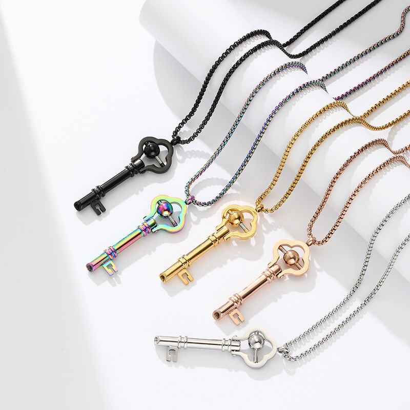 Mindfulness Key Necklace With Breathing Whistle – Anxiety Relief & Stress Reduction Jewelry Stainless Steel Pendant With Adjustable Chain_voghion.com
