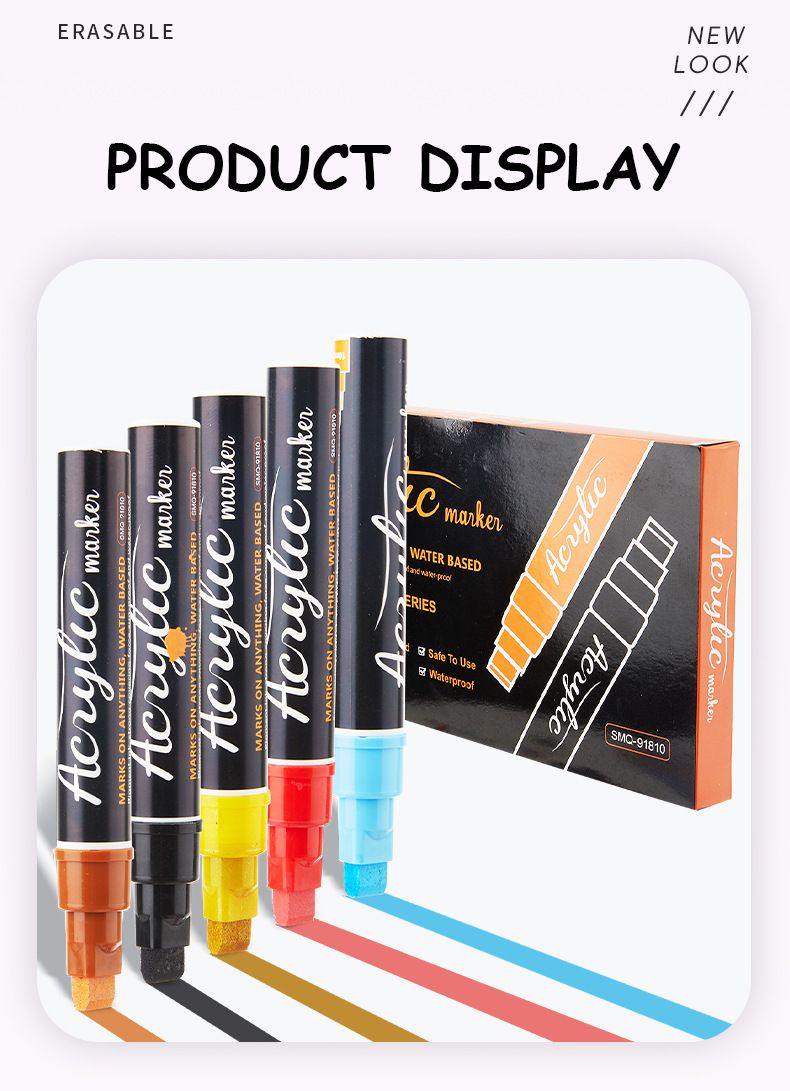 10 mm quadratisches Acrylmarker-Set – 12 leuchtende Farben für Studenten, Künstler und Heimwerker – schnelltrocknend, mischbar, ideal zum Skizzieren_voghion.com
