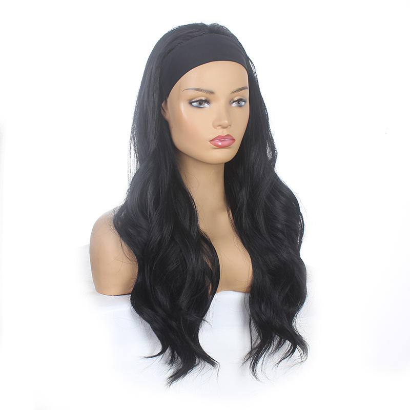Synthetic Women's Curly Long Straight Hair, Synthetic Fiber Hair Band Wig Cover, New Customized Headband_voghion.com