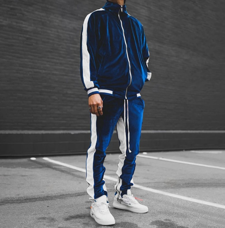 Giacca da uomo sportiva, casual, retrò, in velluto dorato, con colori a contrasto_voghion.com
