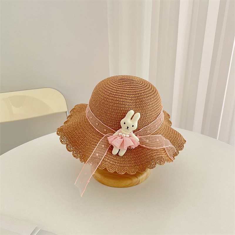 Cappello di paglia per bambini, da principessa, da spiaggia, estivo, sottile, fresco, con protezione solare, per bambine_voghion.com