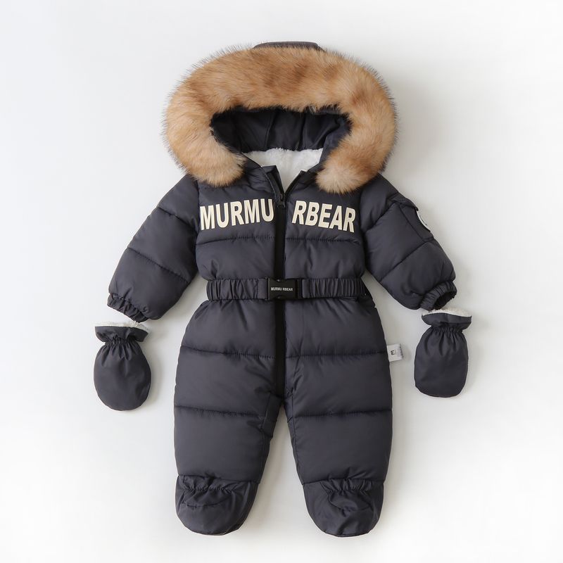 Warm Fleece-gefütterter Baby-Overall mit Kapuze und Fäustlingen – Weicher Winter-Strampler für Kleinkinder (1–3 Jahre, 80–100 cm) – Unisex, neutrale Farben_voghion.com