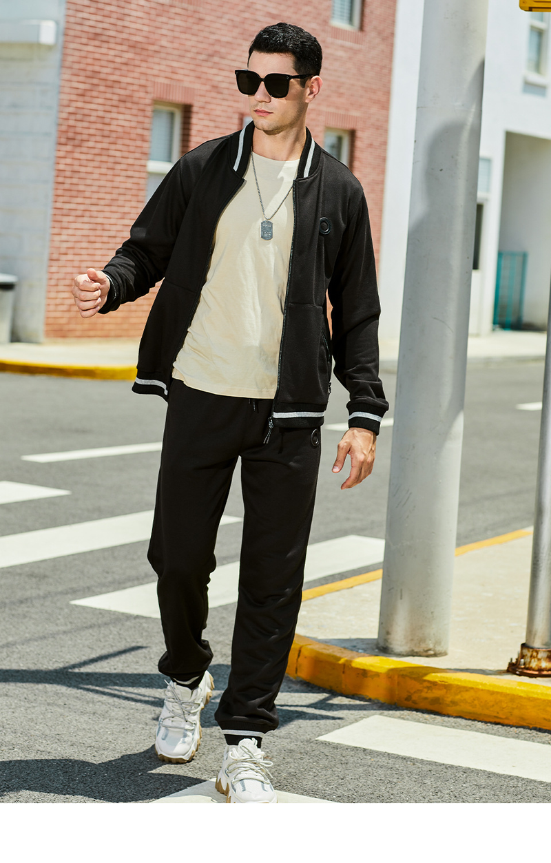 Herrenbekleidung Sportanzüge für Herren Große Laufsportbekleidung für Studenten Einfarbige zweiteilige Anzüge, lässig und vielseitig_voghion.com