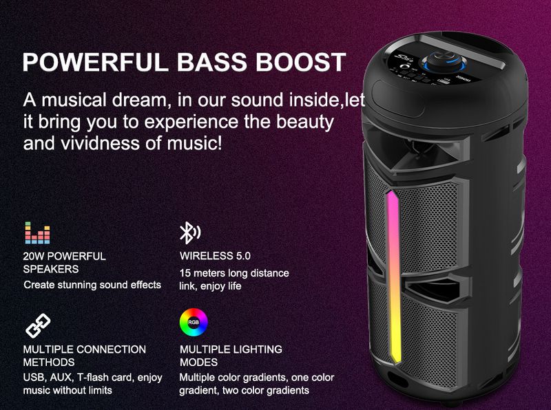 Bezprzewodowy głośnik karaoke Bluetooth ZQS4293 nadaje się do występów na świeżym powietrzu_voghion.com