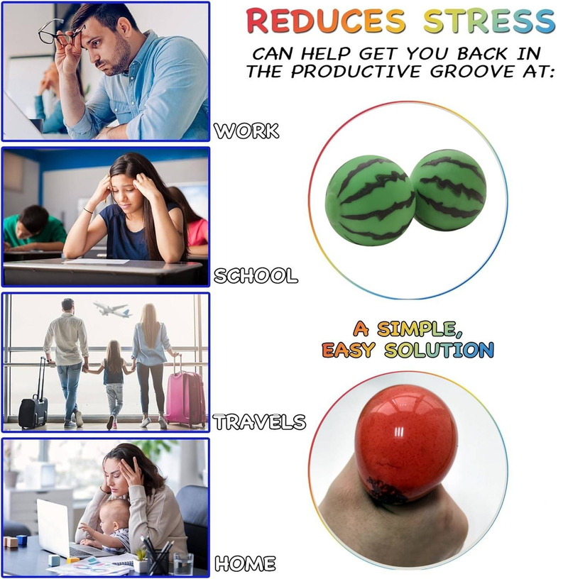 Jucării cu bile anti-stres, jucării senzoriale pentru copii cu autism, bile de stoarcere, articole de ameliorare a anxietății, jucării de decompresie (pepene verde-2 buc)_voghion.com