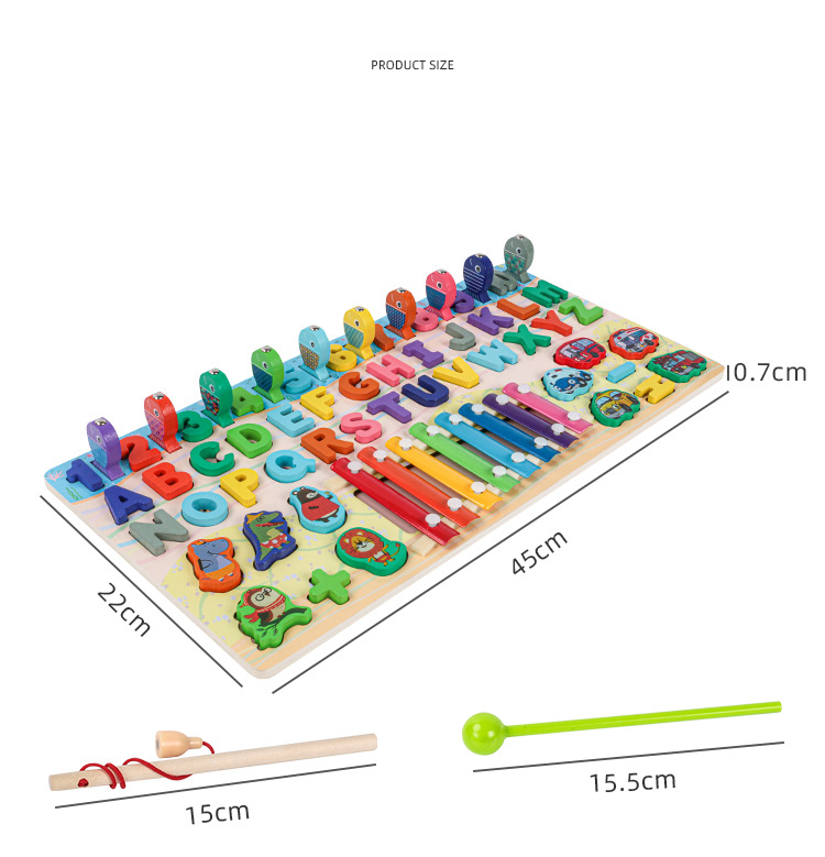 Giocattoli educativi per la prima infanzia per l'illuminazione dei bambini Montessori 0-3 anni Giocattoli in legno Blocchi da costruzione Forme digitali Assemblati Tavola di corrispondenza_voghion.com