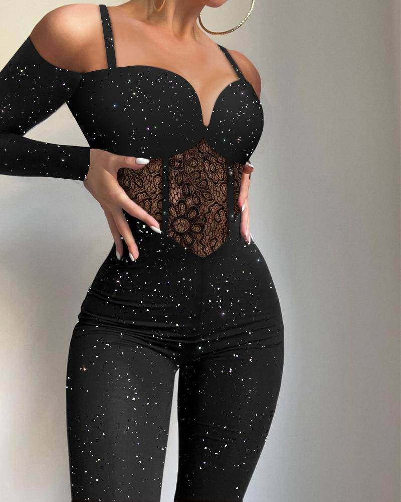 Women's Clothing low neck sexy chain tight jumpsuit_voghion.com