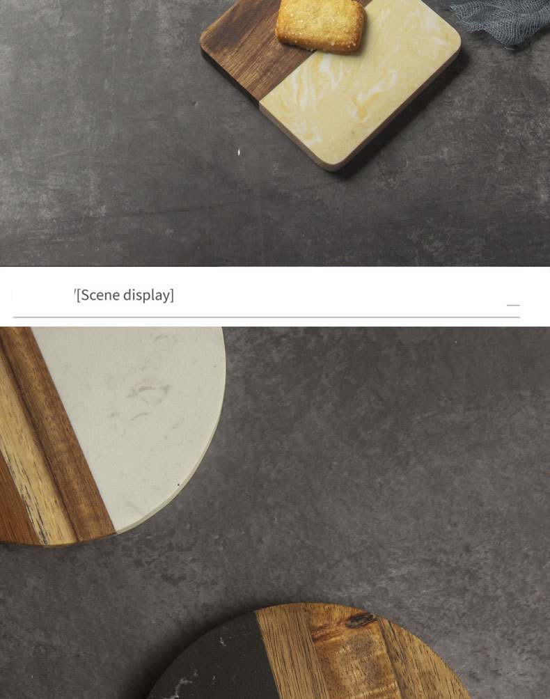 Untersetzer aus Marmor und Akazienholz – hitzebeständiges 4er-Set (rund und eckig) – Tischsets für Kaffee und Tee – handgefertigtes unregelmäßiges Design_voghion.com