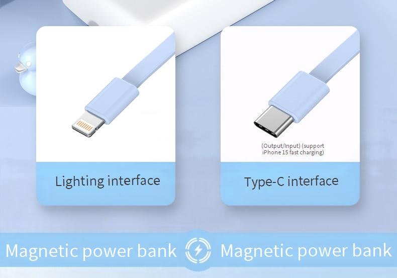 Magnetisch draadloos opladen Treasure 20000 mAh met kabel 22,5W snel opladen mobiele stroom aangepaste draagbare kabel_voghion.com