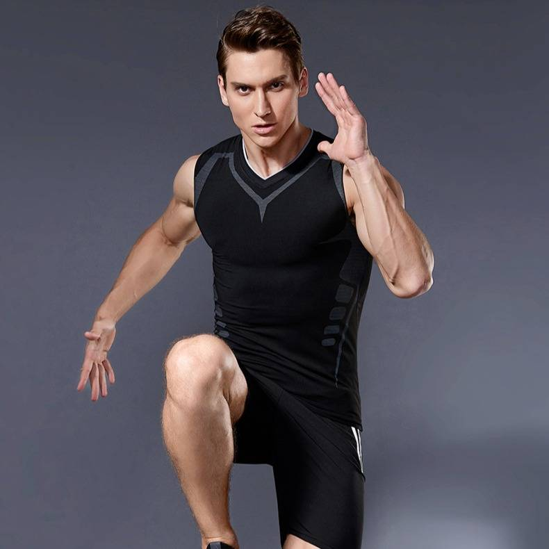 Men's Clothing Tight Training Vest Sleeveless Sports Running Gym Basketball Elastic Quick Drying Vest_voghion.com