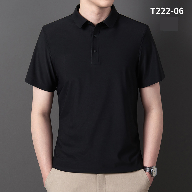 T-shirt ras du cou en soie glacée extensible pour homme – Respirant, infroissable et sans coutures, idéal pour une tenue décontractée (plusieurs couleurs et tailles disponibles)_voghion.com