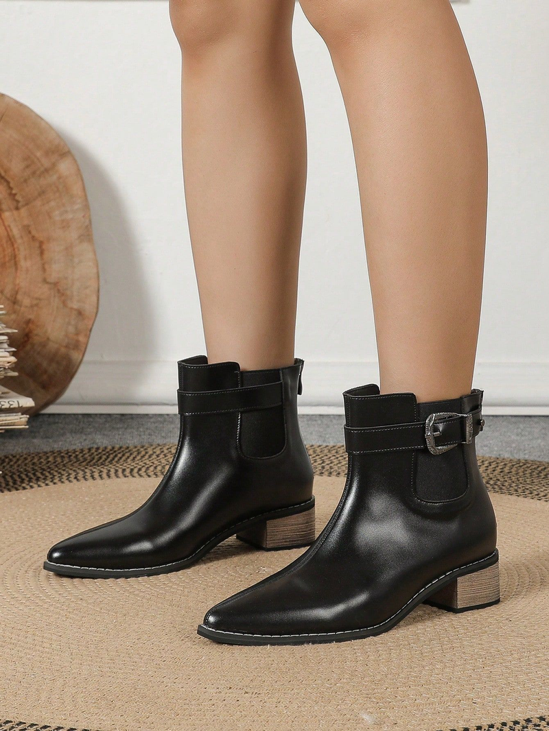 Stivali da donna autunnali e invernali di grandi dimensioni, con punta a punta, tacco spesso, cerniera posteriore_voghion.com