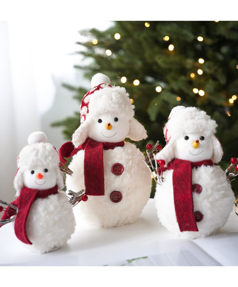 Christmas Soft Knit Snowman Plush Doll - Festive Holiday Decor Cute Ornament For Home Tree & Gift (Large/Medium/Small)_voghion.com