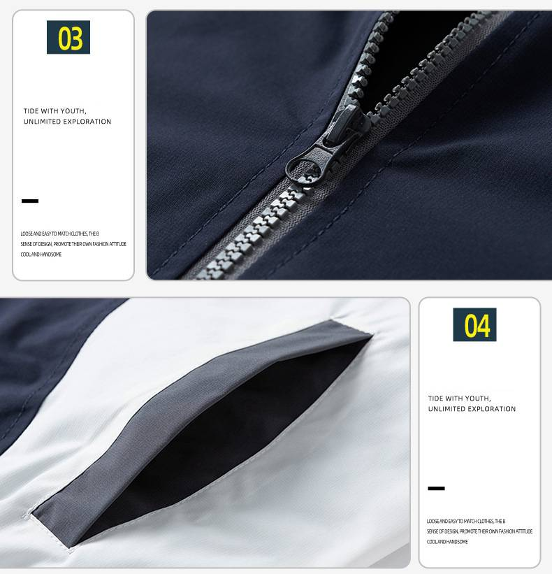 Men's Clothing Stand Collar Unisex Water-Resistant Work Jacket With Stand Collar - Trendy & Versatile Spring/Fashion Outerwear (Khaki, Navy)_voghion.com