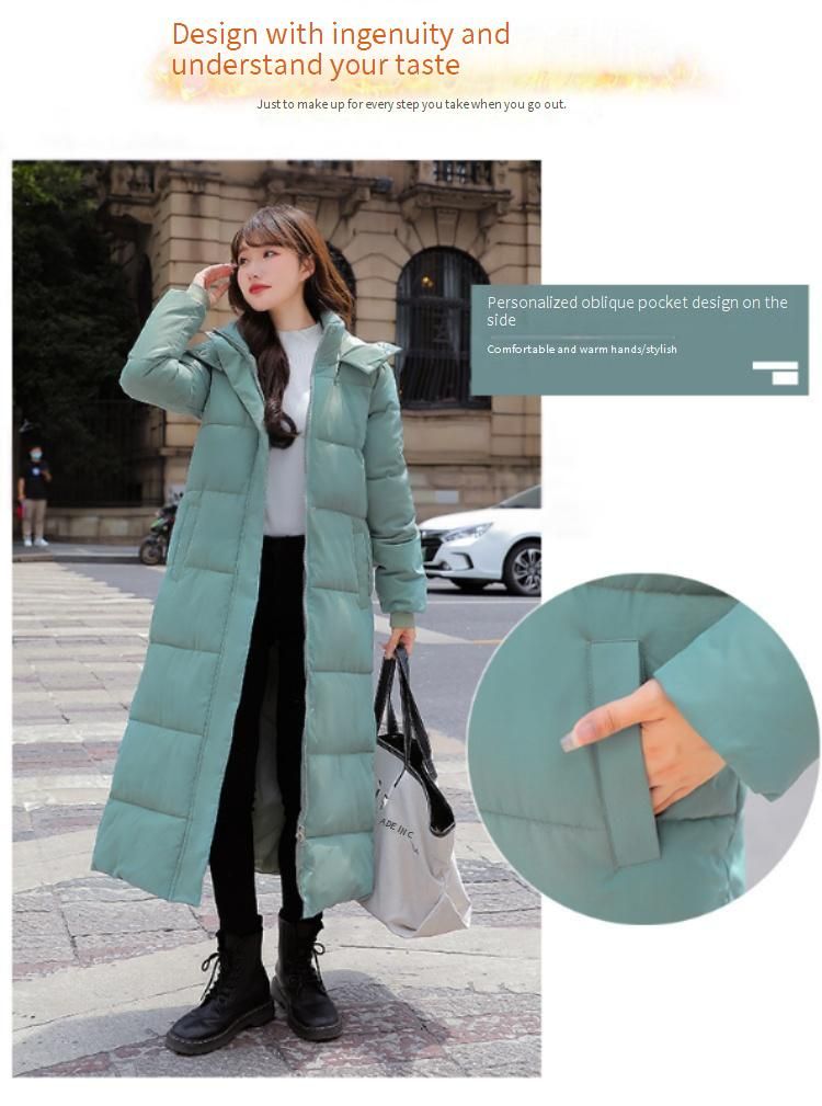 Casaco Puffer Slim-Fit Longline – Parka Coreana de Inverno com Capuz (Branco/Cáqui/Verde/Preto, M-XXXL)_voghion.com