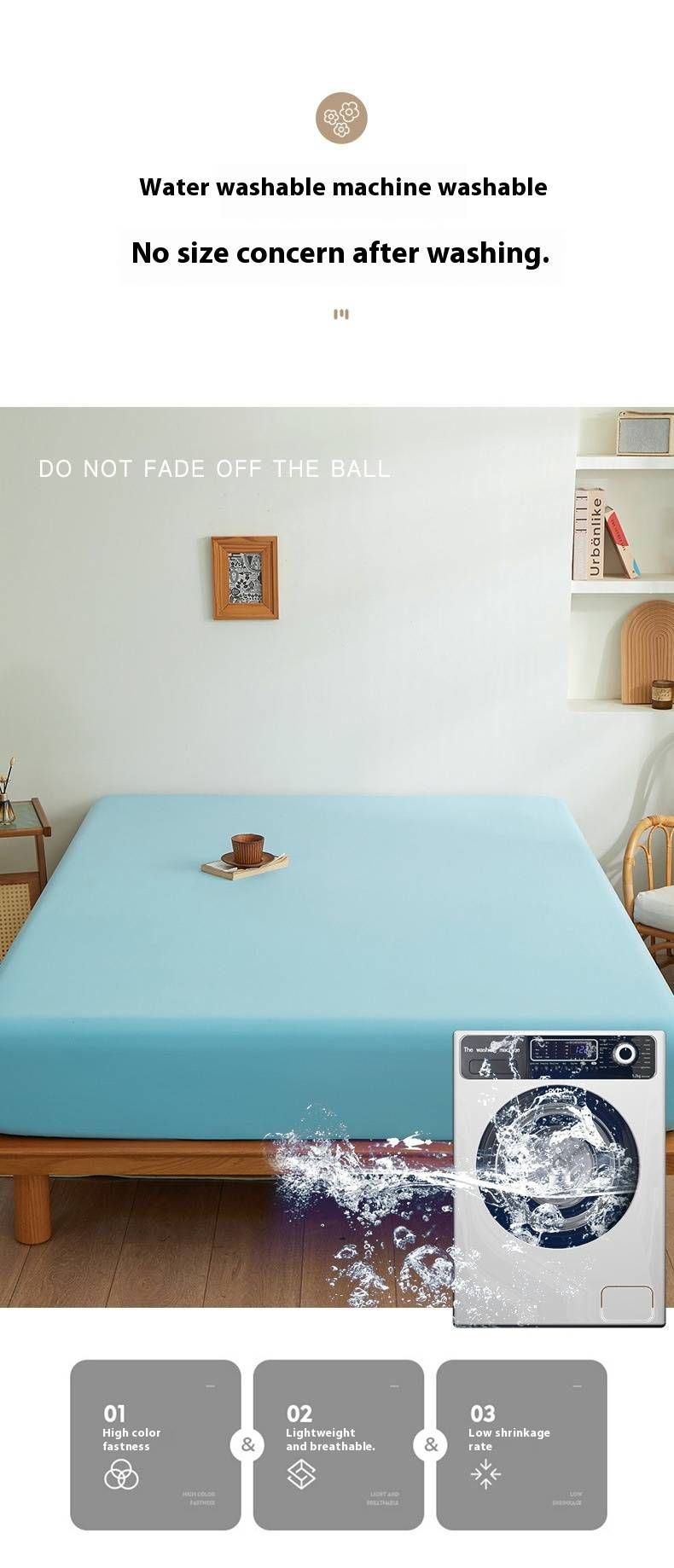 Drap-housse uni – Protège-matelas extensible et antidérapant (blanc, rose, bleu ciel et plus) – Couvre-lit minimaliste moderne_voghion.com