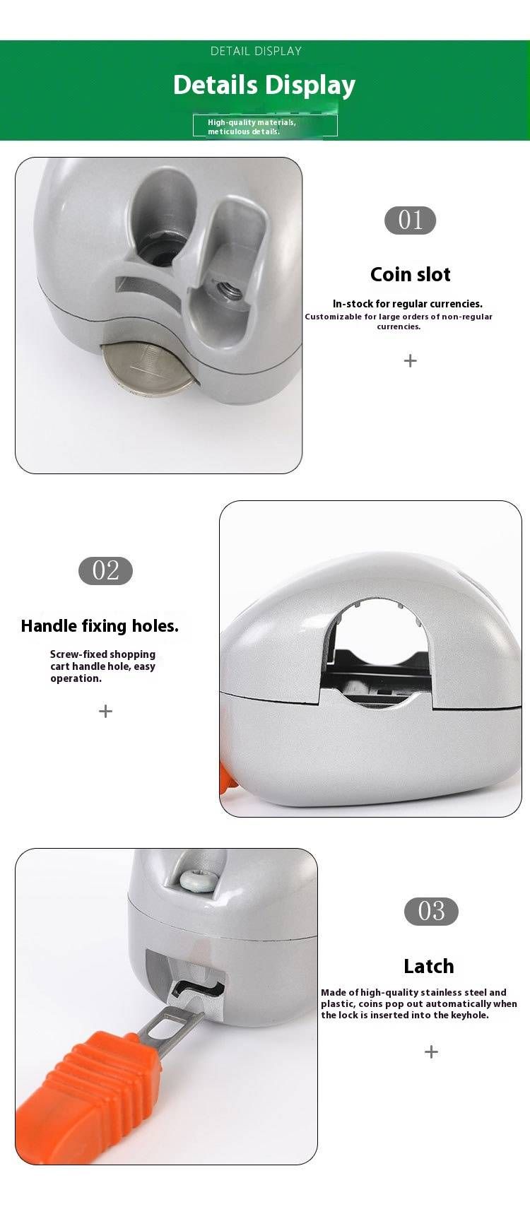 Zinc Alloy Shopping Cart Lock – Anti-Theft Coin-Operated Trolley Lock (Metal Security Lock, Model: MJ-STL01)_voghion.com