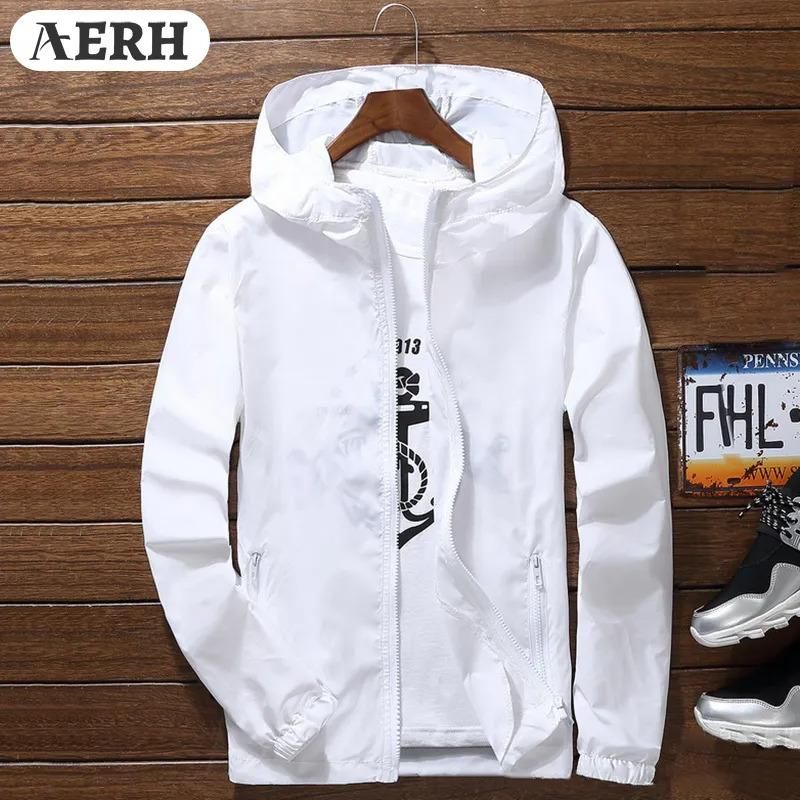 Giacca antivento impermeabile da uomo AERH, con cappuccio e cerniera, ad asciugatura rapida, sportiva_voghion.com