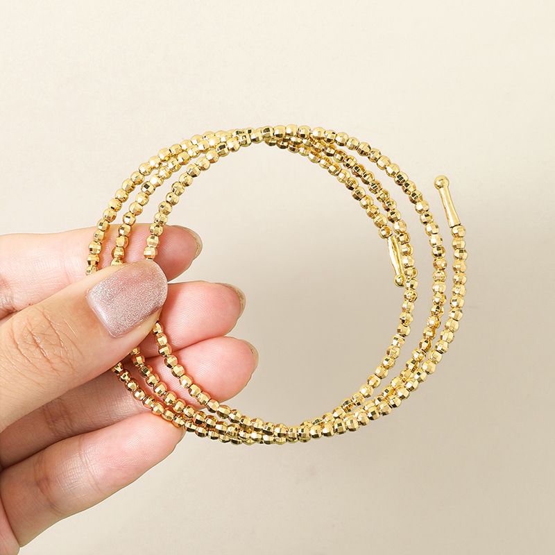 Bracciale retrattile di alta qualità da donna, in vero metallo placcato oro, stile semplice_voghion.com