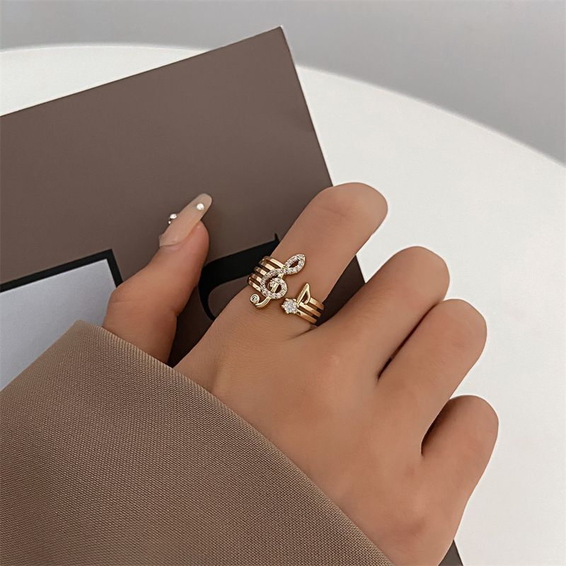 Anelli alla moda con zirconi e spartiti musicali creativi, anelli aperti per donne, ciondoli, gioielli, regalo di nozze femminile_voghion.com