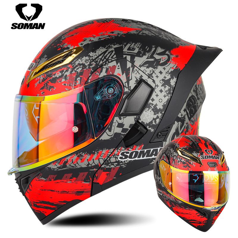 Nuovo casco da motociclista SOMAN, casco integrale da ciclista, casco con doppia lente, casco peeling SM955S aggiornato con pellicola a colori_voghion.com