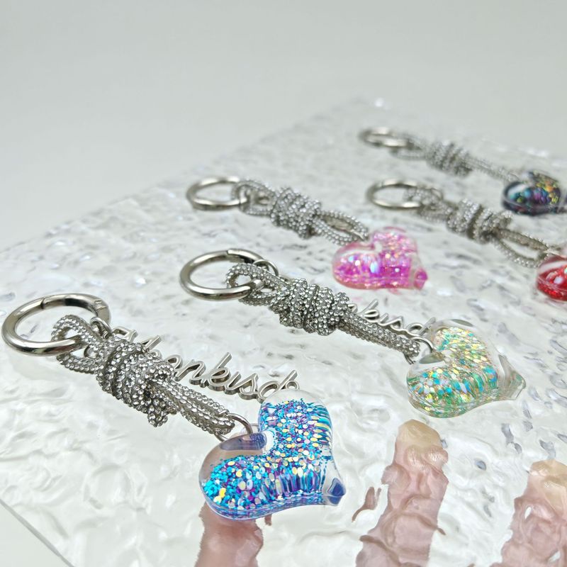 Ciondolo per borsa, semplice ed elegante, a forma di cuore, ciondolo con corda intrecciata a diamante, ciondolo con catena per cellulare_voghion.com