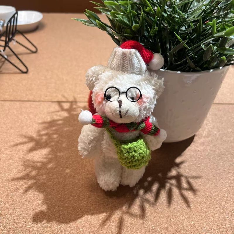 Zachte kerst-teddybeer sleutelhanger tashanger - schattig pluche cadeau voor studenten, stellen, dagelijks gebruik en feestelijke decoratie_voghion.com