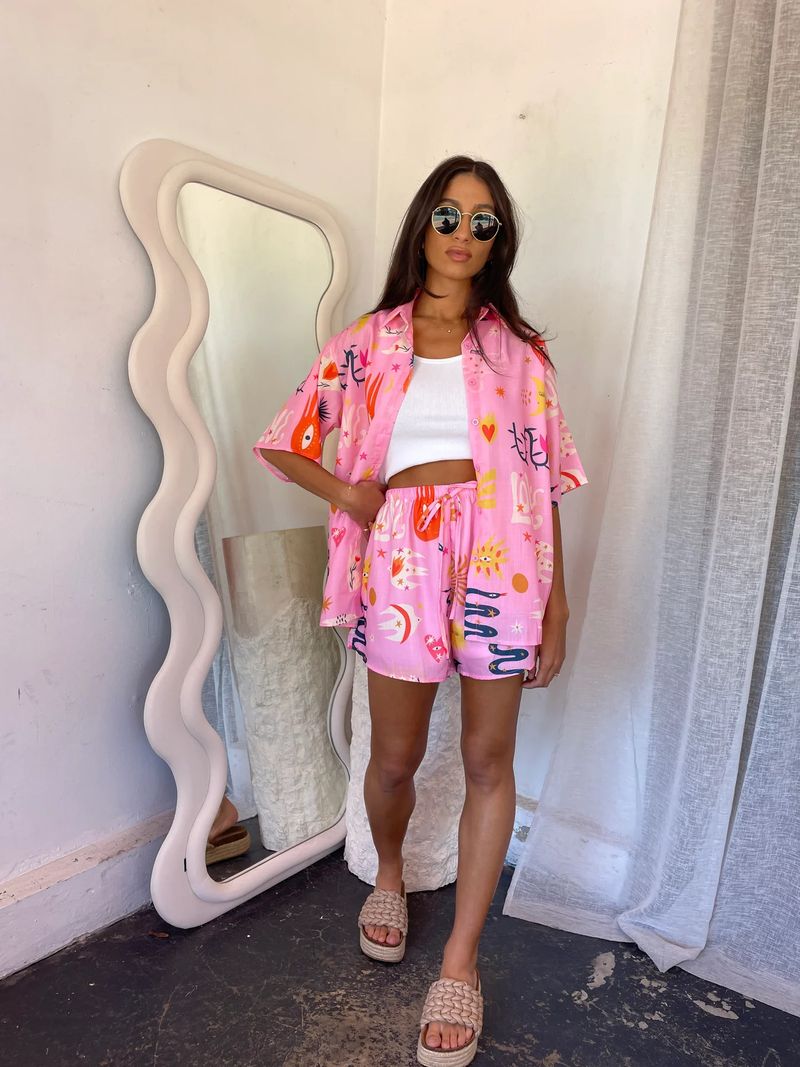 Women's Fashion Casual Suit Printed Shorts Tie-Draw Elastic _voghion.com