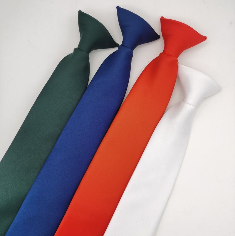 6.5CM For Men And Women, Solid Color Polyester Silk, Head-Cutting Style Clip, Lazy Tie_voghion.com