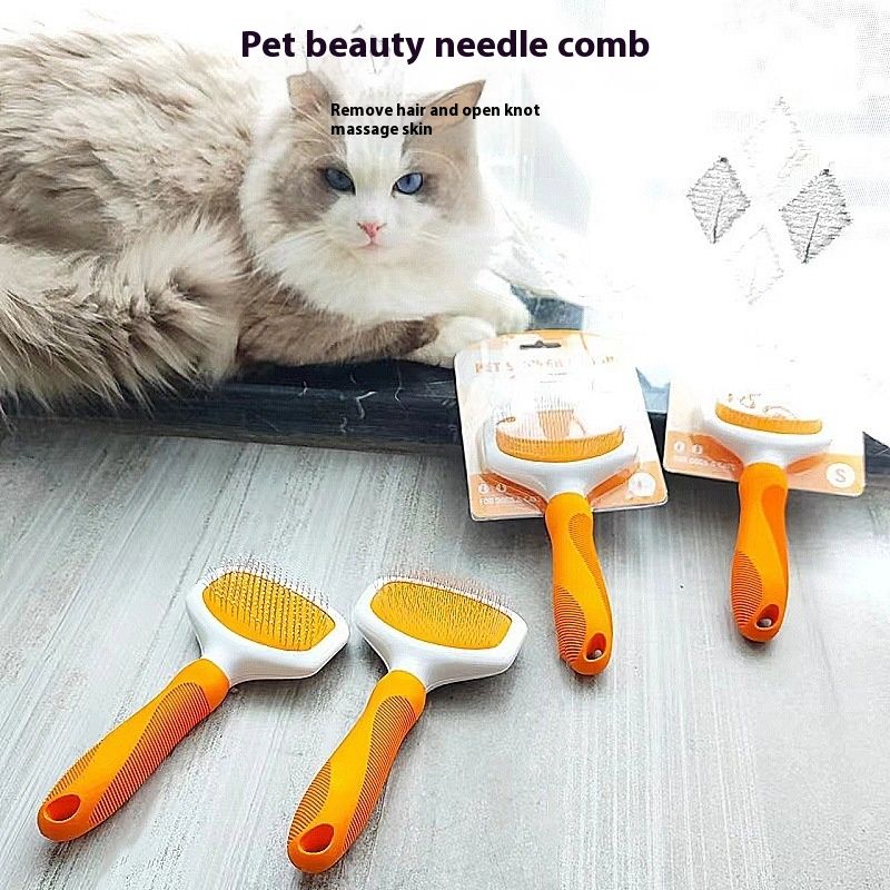 &COCO Kamm für Haustiere, Katzen und Hunde, offener Knoten, Edelstahlnadel mit Schutzspitze, Ziehkamm_voghion.com