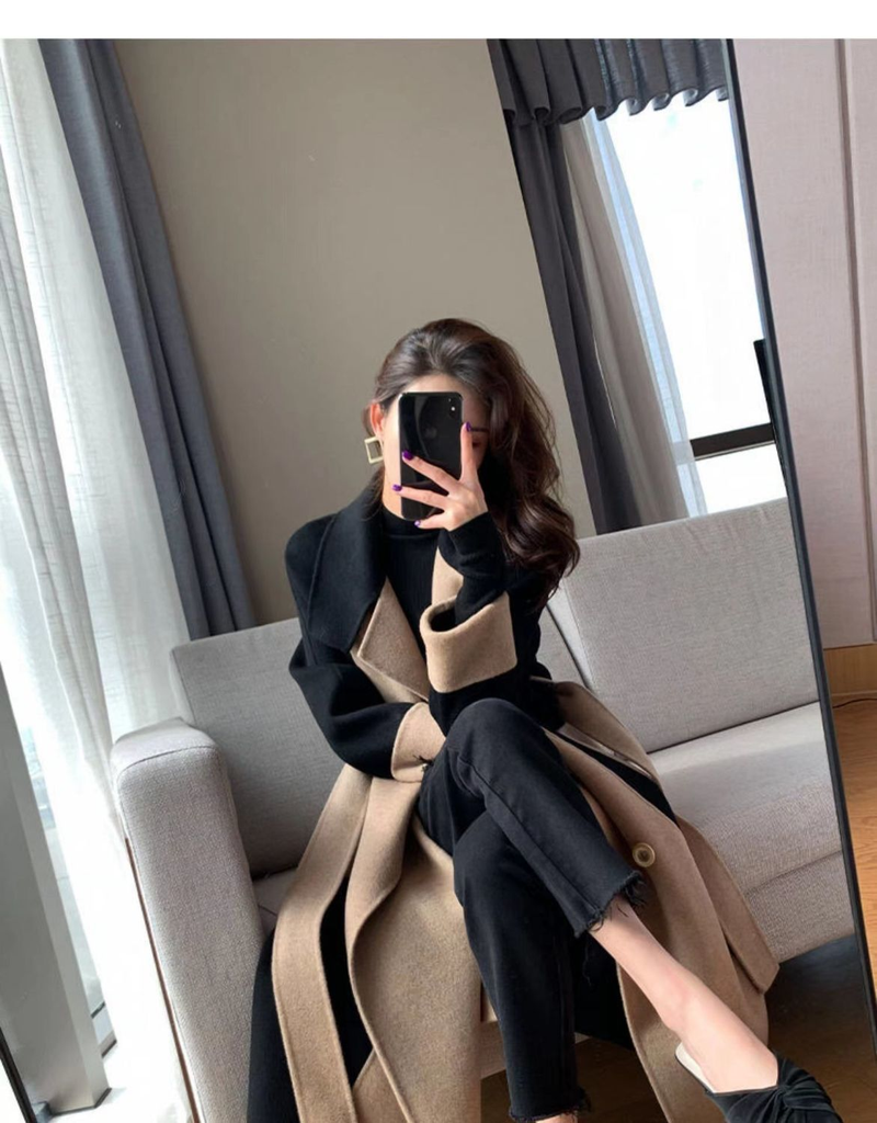 Nuovo temperamento da donna di media lunghezza autunno e inverno e cappotto di lana stile Hepburn di fascia alta_voghion.com