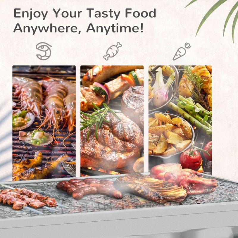 E barbecue pieghevole in acciaio inox da picnic, per grigliate all'aperto, portatile, per campeggio, feste, per cortile, cucina, trav_voghion.com