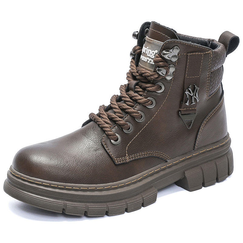 Trendige Herren-Martin-Stiefel aus echtem Leder, neue Herbstfarbe 2023, handgefertigt, schmutzabweisend, große Zehenschuhe,_voghion.com